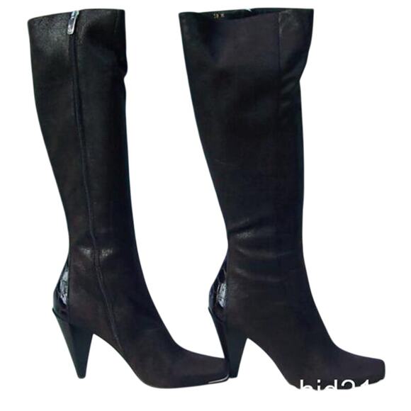 Donald Pliner Expresso Suede Croc Leather Boot New Water Resistant New NIB $495